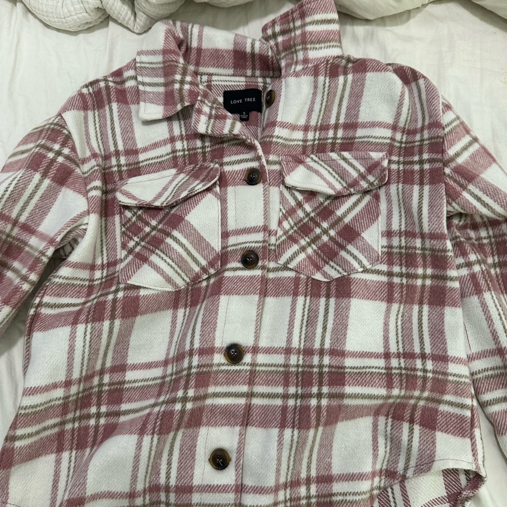Love Tree Pink and White Plaid Womens Jacket